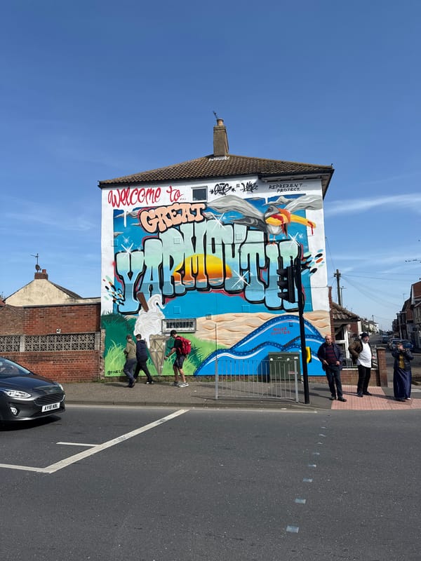 Welcome mural spotted on building in Great Yarmouth