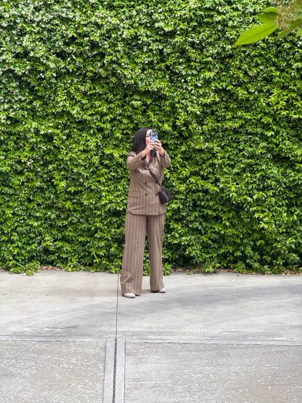 Person spotted beside flowering hedge in Milan sidewalk