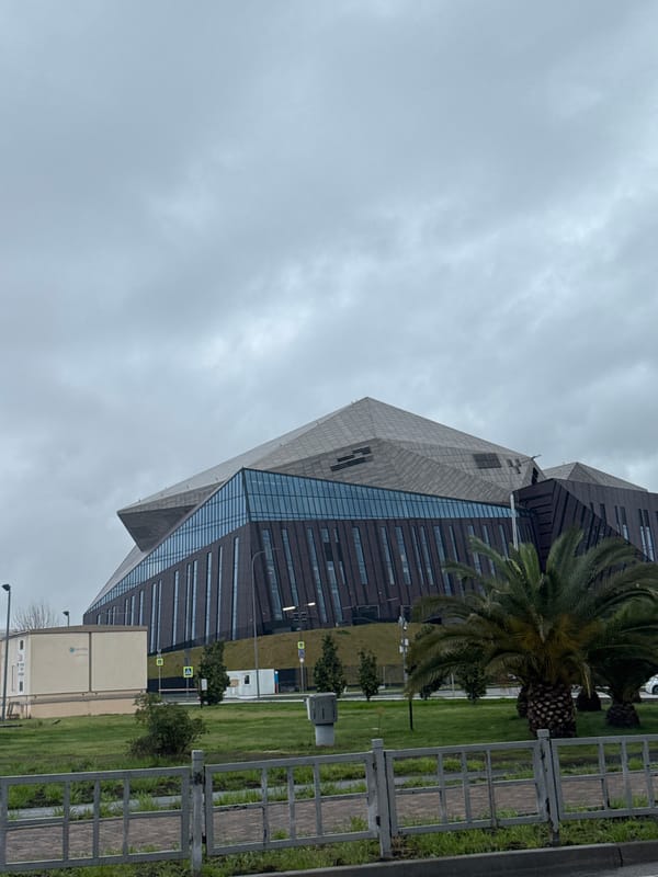 Modern geometric building documented in Sirius, Russia