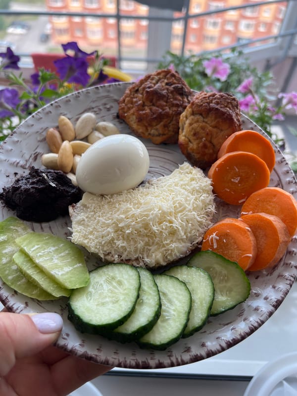 Morning balcony spread with city views in Novosibirsk
