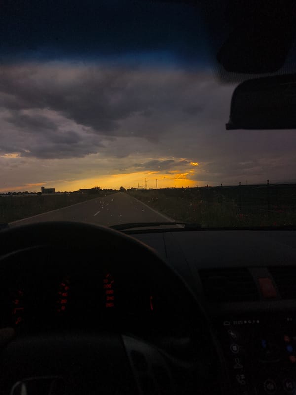 Driver captures road view from moving car in Bulgaria