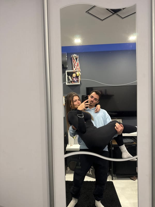 Couple takes intimate selfie session with dog in Sofia apartment