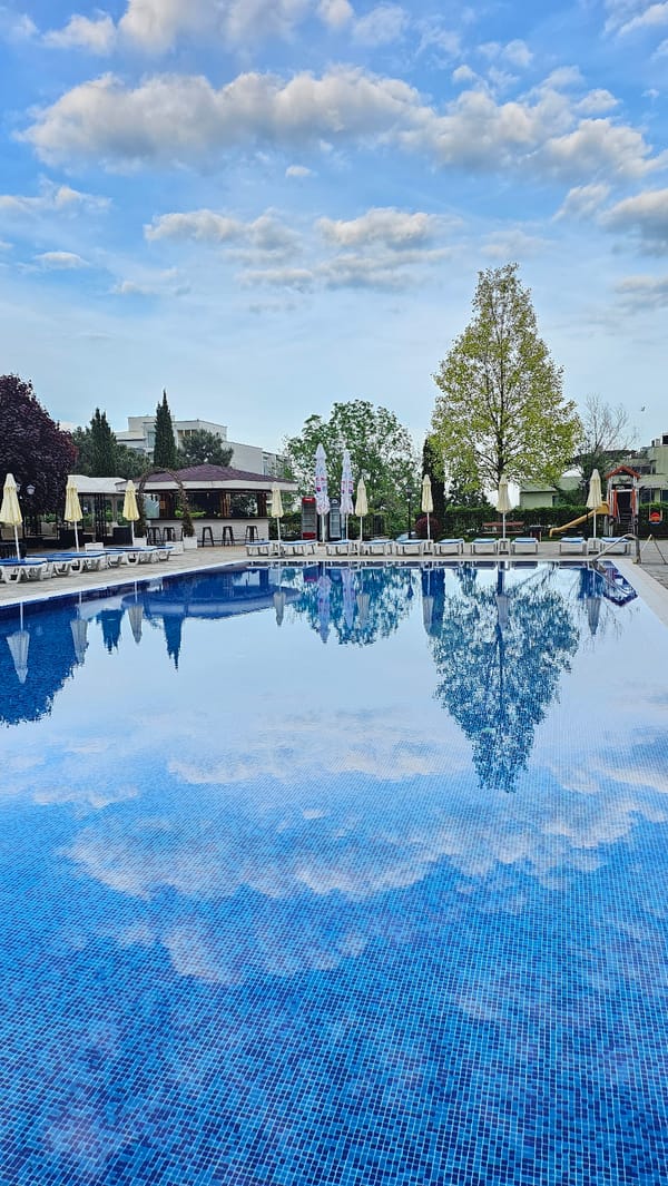 Hotel pool scene captured in Varna, Bulgaria