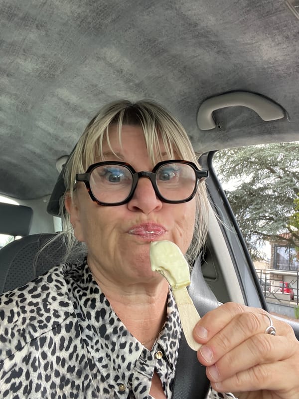 Woman eats with wooden spoon in car, #Tradition posted