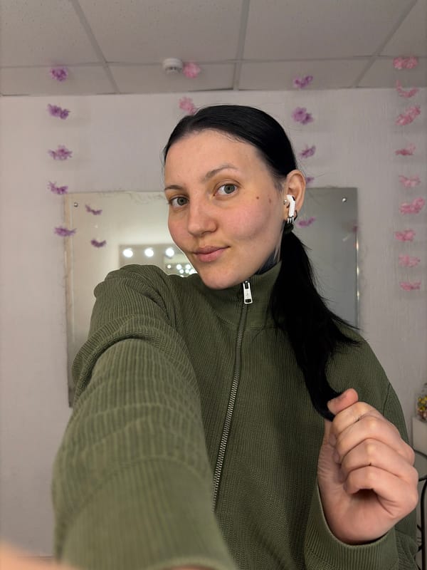 Woman documents morning routine with selfies and breakfast in Chaikovsky