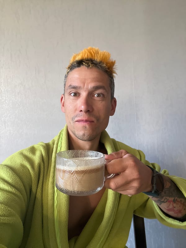 Morning coffee and a backyard selfie in Chaikovsky