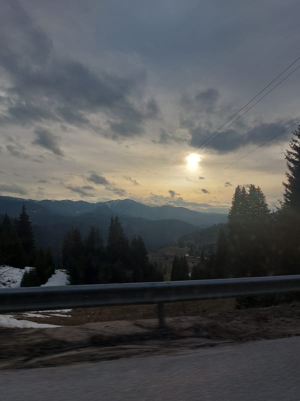 Mountain landscape viewed from ski lift near Stoikite, Bulgaria