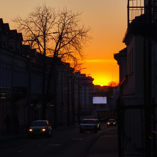 Evening street photography and sightseeing documented across Hrodna, Belarus