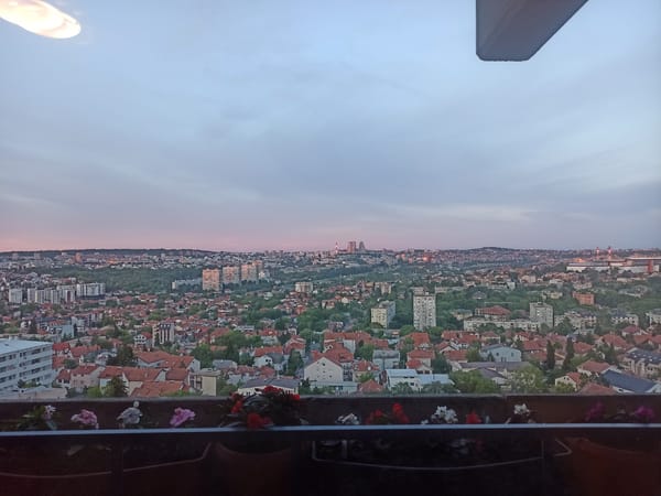 Belgrade sunset captured from multiple vantage points in Vozdovac
