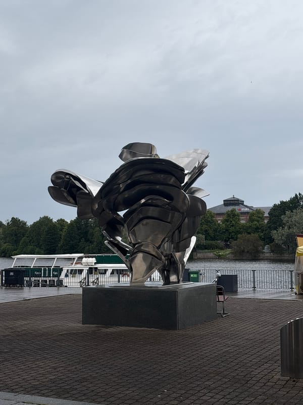 Pori waterfront on a rainy morning: public art, history, and everyday life