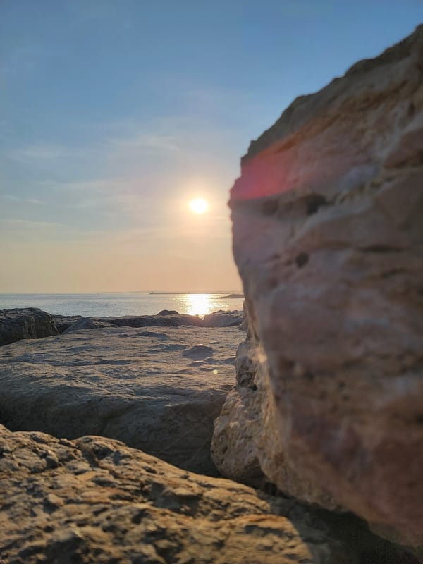Sunset evening on the Quarteira coastline, Algarve