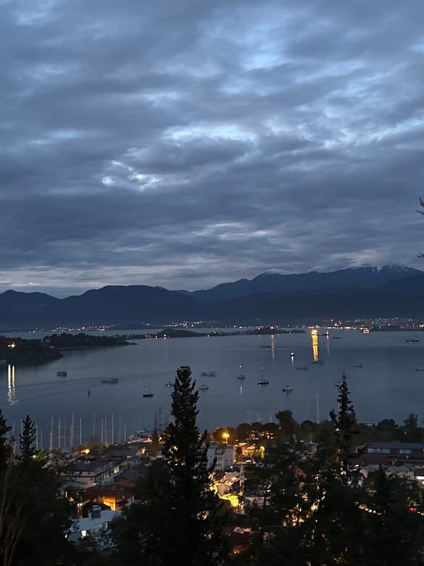 Nighttime views of Fethiye bay captured by tourist