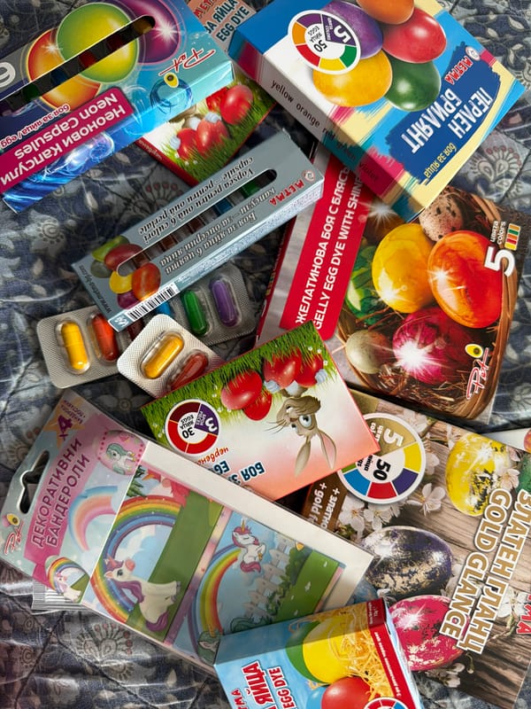 Easter egg decorating kits observed in Pazardzhik, Bulgaria