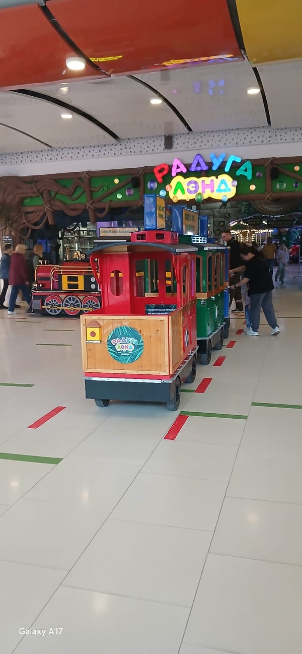 Children's train ride operates in Yekaterinburg shopping mall