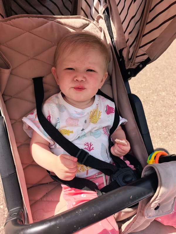 Morning park outing with stroller and selfies in Sterlitamak