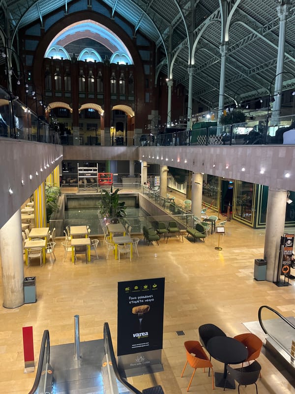 Late night documentation of Valencia's historic Mercado Colón interior