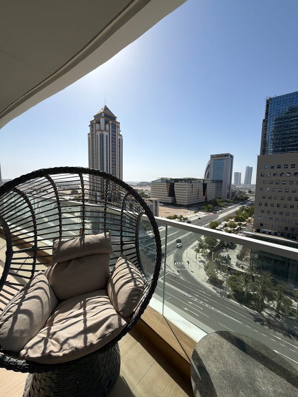 Witness captures sunny balcony views of modern Lusail cityscape