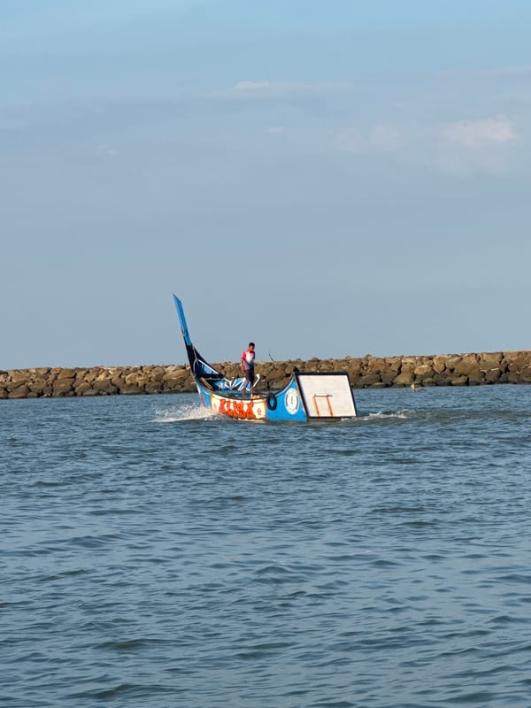 Decorated speedboats running coastal waters in Aceh, Indonesia