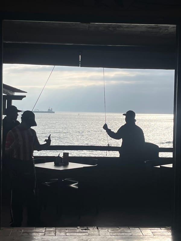 Ship spotted from window in Arica, Chile harbor