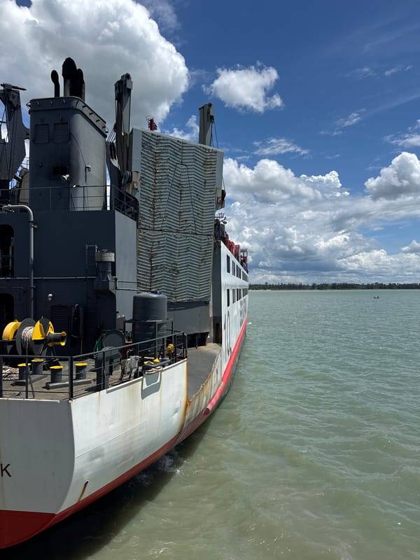 Seatran ferries docked at a Thai island terminal