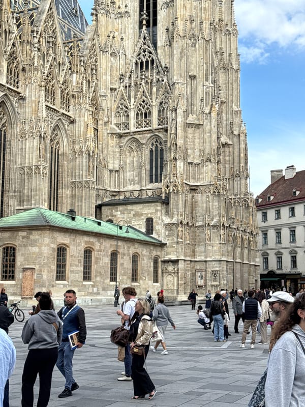 Afternoon crowds gather at Vienna's St. Stephen's Cathedral plaza