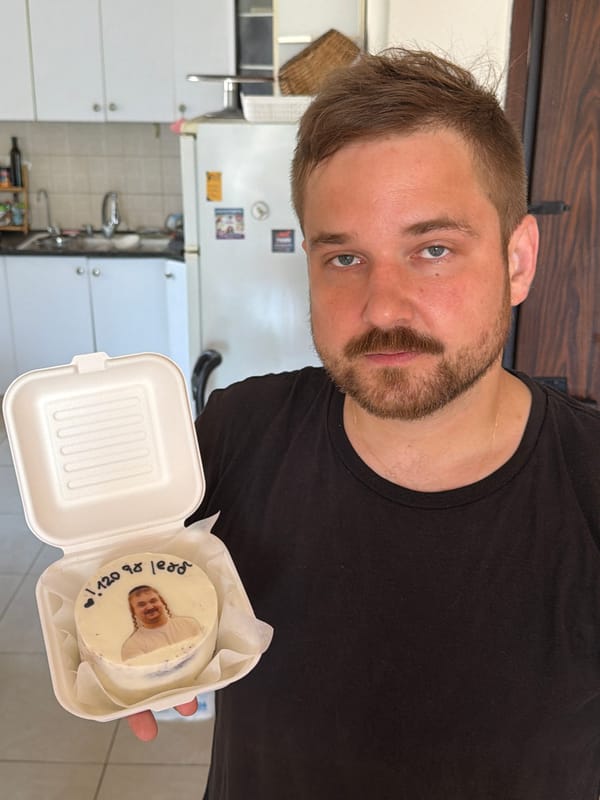 Custom photo cake with bearded portrait, Tel Aviv