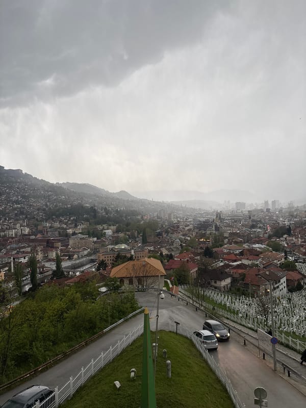 Overcast skies observed over Sarajevo cityscape