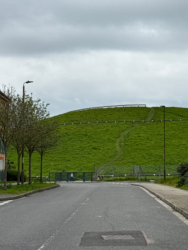 Green hill with pathway observed alongside London road