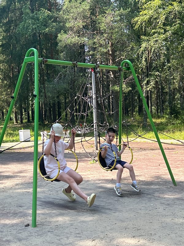 Lazy summer morning at a Krasnovishersk park and river