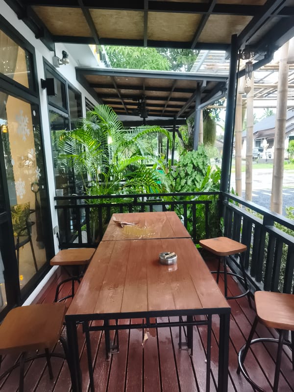 Rainy morning coffee stop at RADA Cafe, Ko Samui