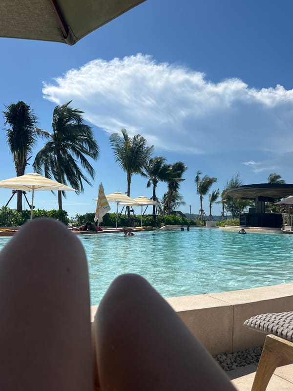 Resort poolside leisure activities documented during morning hours
