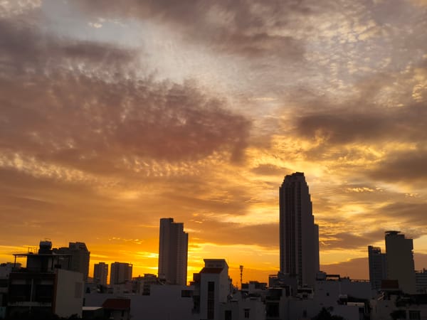 Nha Trang skyline at sunset, July 2026