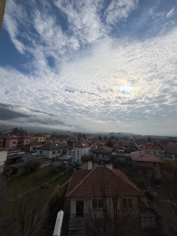 Morning aerial views captured of Karlovo Bulgaria residential district