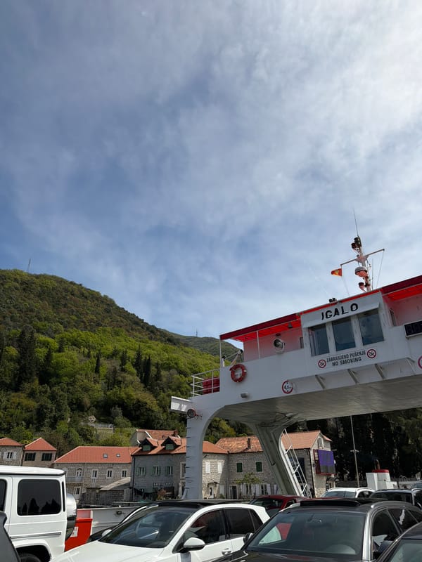 Ferry Igalo docked with cars at Lepetane, Montenegro