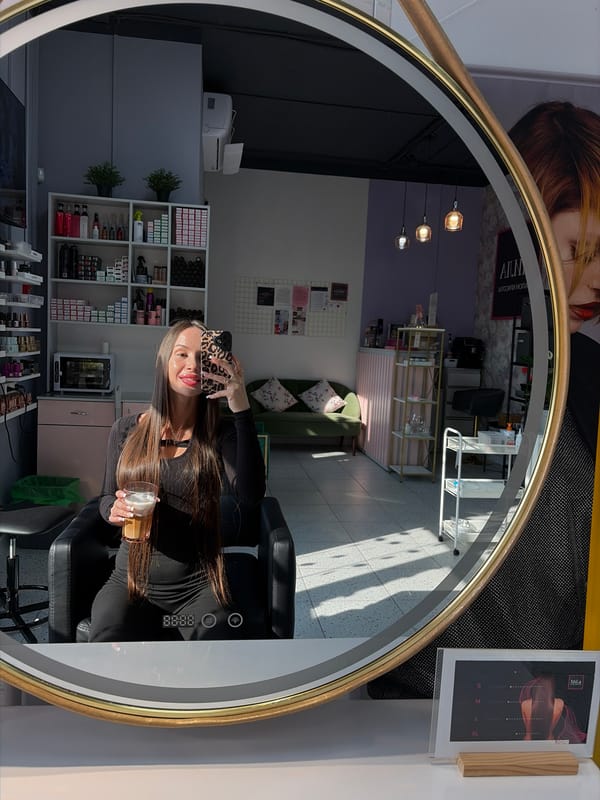 Nail salon visit in Saint Petersburg, coffee in hand