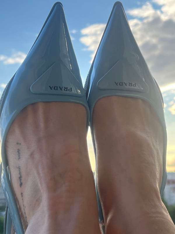 Blue Prada heels, roses, and khinkali in St. Petersburg