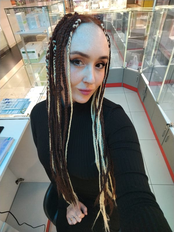 Woman takes selfies in Izhevsk, Russia