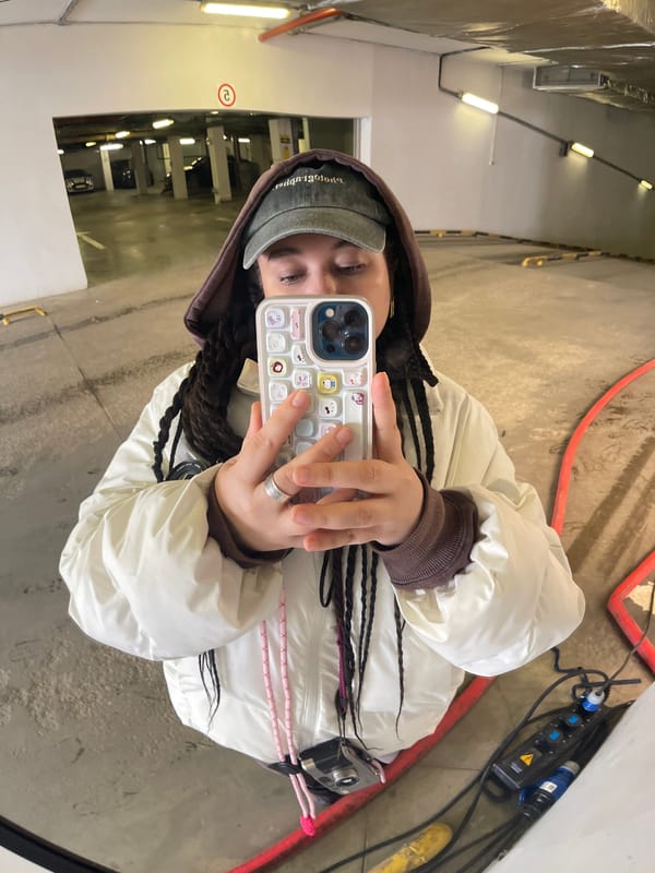 Person Takes Mirror Selfie in Layered Winter Clothing