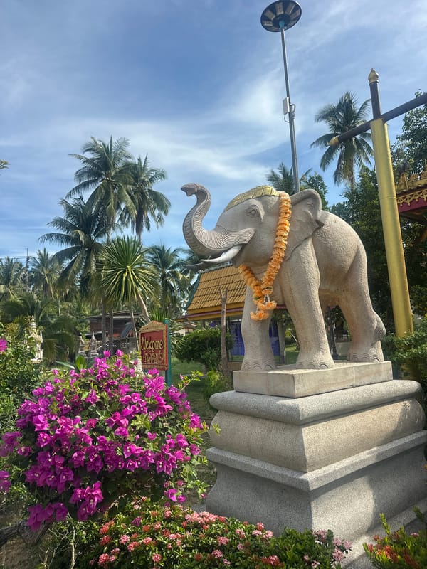 Ornate Buddhist temple grounds in Ko Samui, Thailand