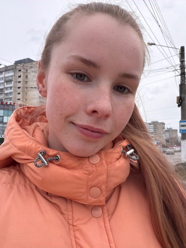 Woman takes selfies in Levi's jacket on Berezniki street