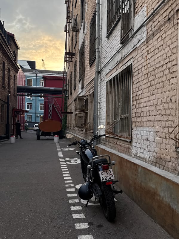 Moscow back alleys where old industrial grit meets colorful new builds