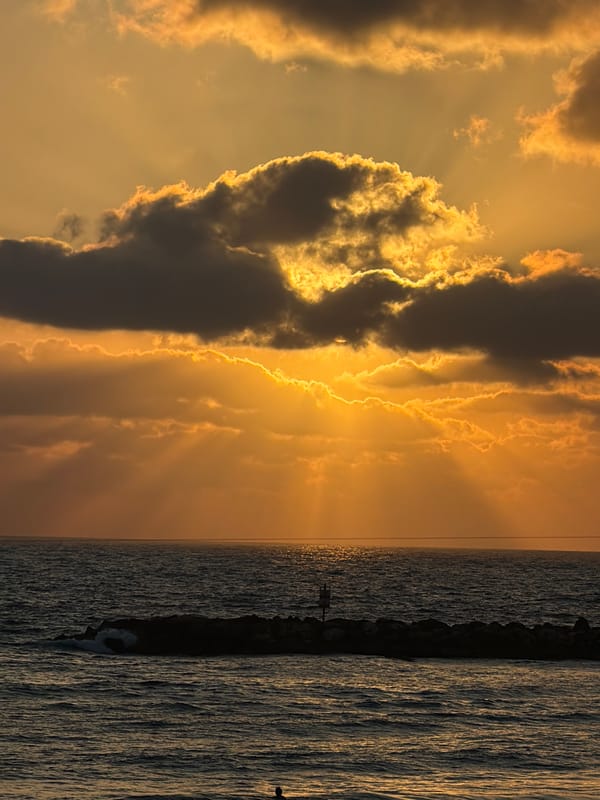 Golden hour over the Mediterranean, Tel Aviv beachfront