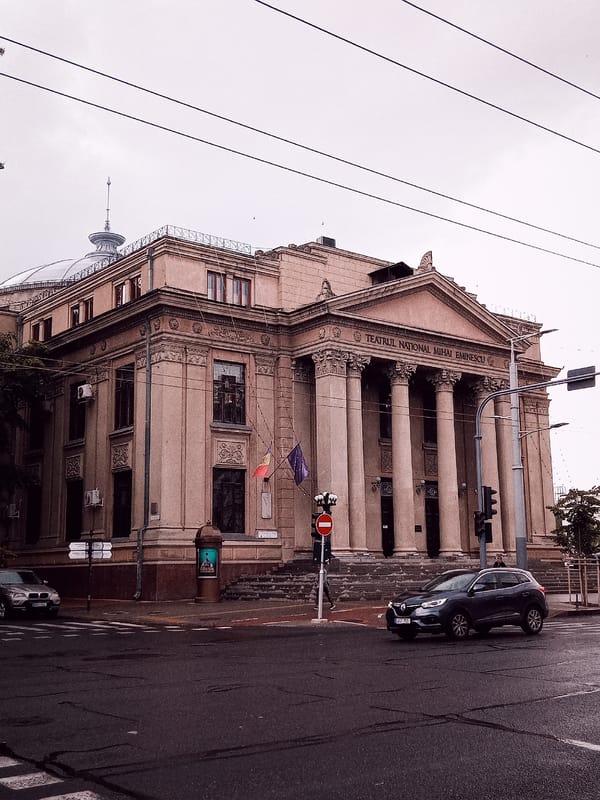 Chișinău's theatre district and Triumphal Arch on a July morning
