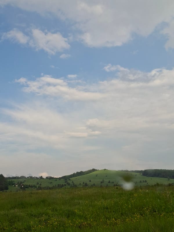Witness captures pastoral landscape with cloudy sky