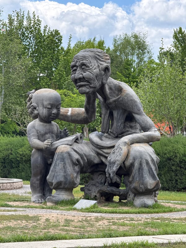 Early morning sculpture park observations in Beijing's Changping District
