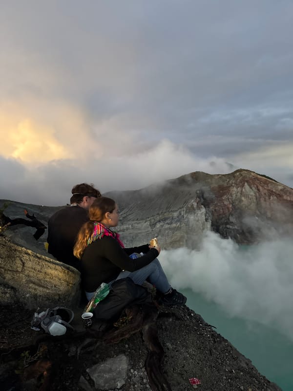 Hikers gather at Indonesian volcano during evening hours