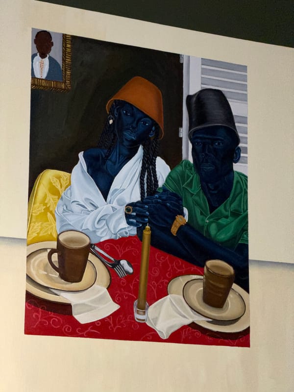 Upscale bar interior with distinctive artwork documented in Durbanville