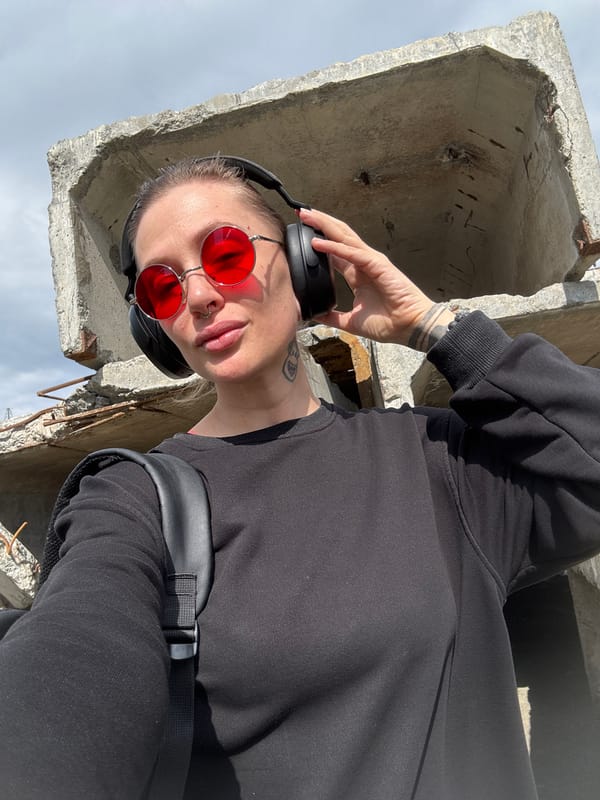 Selfies and concrete pipes at an industrial site in Norilsk