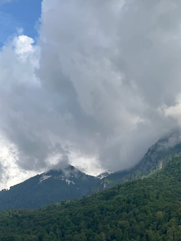 Overcast afternoon documented in Russian mountain resort town