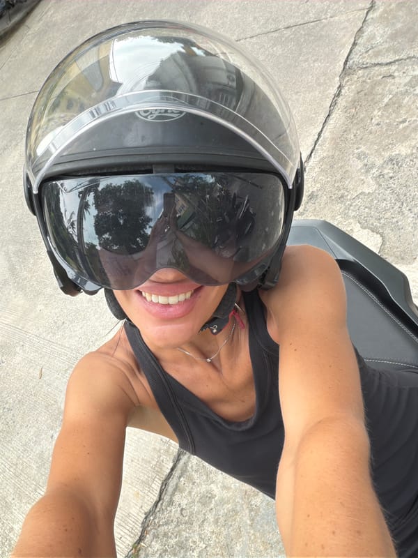 Helmet selfie session on a scooter in Baan Chaweng